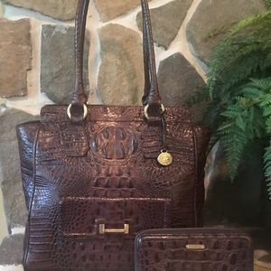 Beautiful Brahmin brown leather tote & wallet